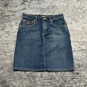 Old Navy Skirt Denim Stretch Knee Length Pencil Womens 12 (26") Blue Vintage Y2K